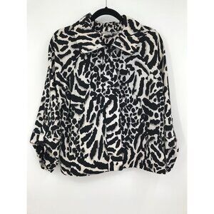 Chico's Zenergy Lightweight Zip Jacket Animal Print Black White Size 1 (8)